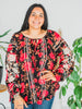 Long Sleeve Floral Print Tunic Top - Whiskey Skies - ANDREE BY UNIT