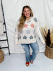 Long Sleeve Floral Puff Sweater - Whiskey Skies - ADORA