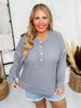 Long Sleeve Half Button Front Ribbed Top (8 Colors) - Whiskey Skies - ANDREE BY UNIT