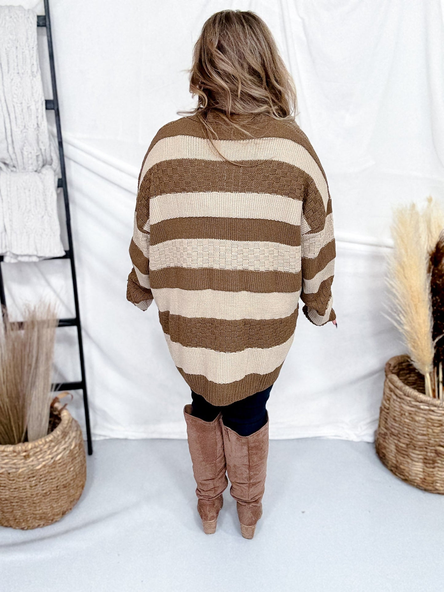 Long Sleeve Knit Brown & Taupe Button Down Cardigan - Whiskey Skies - DAVI & DANI