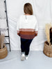 Long Sleeve Knit Colorblock Cardigan In Brown & White - Whiskey Skies - POLAGRAM + BAEVELY