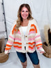 Long Sleeve Knit Striped Button Down Cardigan - Whiskey Skies - HAYDEN