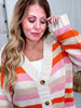 Long Sleeve Knit Striped Button Down Cardigan - Whiskey Skies - HAYDEN