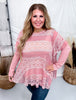 Long Sleeve Layered Lace Top In Mauve - Whiskey Skies - EASEL