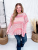 Long Sleeve Layered Lace Top In Mauve - Whiskey Skies - EASEL