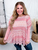 Long Sleeve Layered Lace Top In Mauve - Whiskey Skies - EASEL