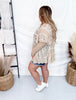 Long Sleeve Layered Top with Lace Panels in Sand - Whiskey Skies - EASEL