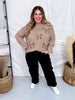 Long Sleeve Leopard Bow Applique Knit Sweater - Whiskey Skies - ADORA