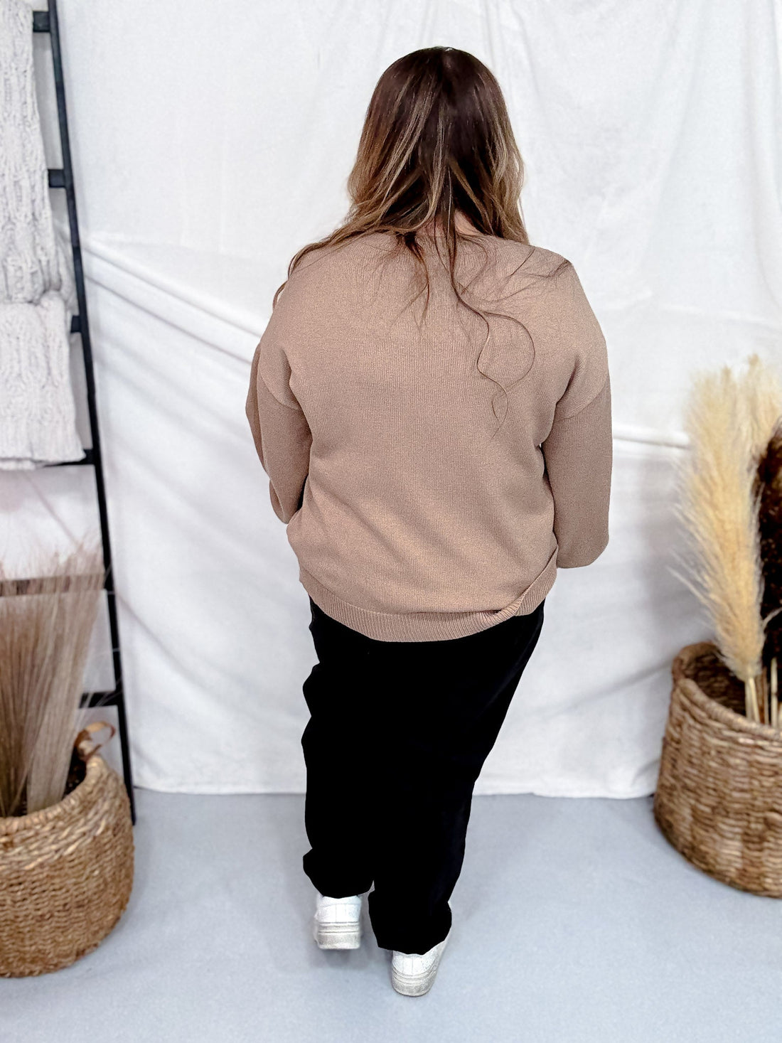Long Sleeve Leopard Bow Applique Knit Sweater - Whiskey Skies - ADORA