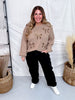 Long Sleeve Leopard Bow Applique Knit Sweater - Whiskey Skies - ADORA