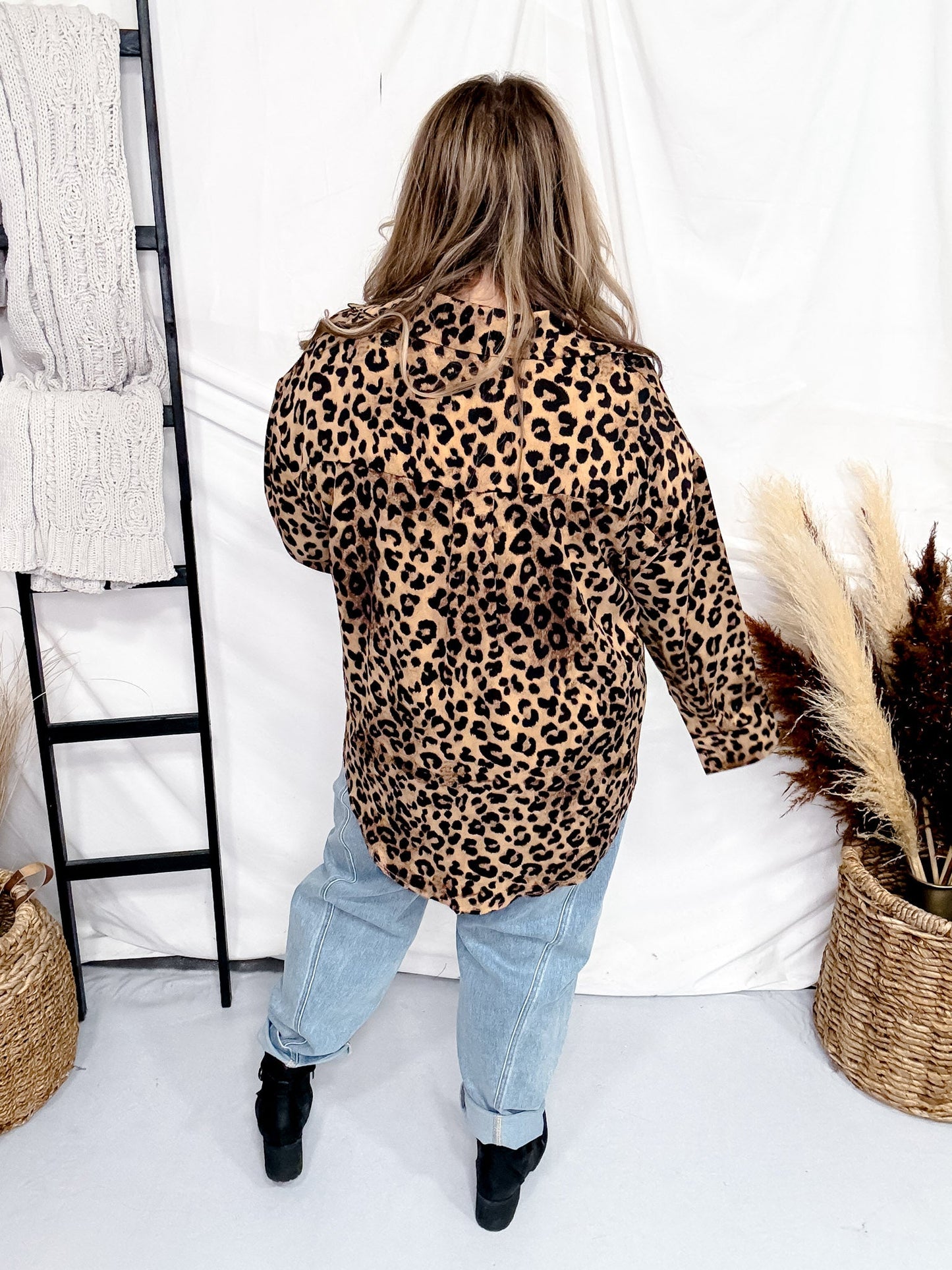 Long Sleeve Leopard Print Button Up Top - Whiskey Skies - SOUTHERN GRACE