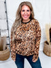 Long Sleeve Leopard Print Crew Neck Thick Mesh Top - Whiskey Skies - DAVI & DANI
