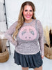 Long Sleeve Leopard Printed Mesh Peace Sign Print Top W/ Studding - Whiskey Skies - DAVI & DANI