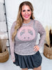 Long Sleeve Leopard Printed Mesh Peace Sign Print Top W/ Studding - Whiskey Skies - DAVI & DANI