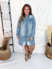 Long Sleeve Light Denim Button Front Shirt Dress - Whiskey Skies - HEIMISH