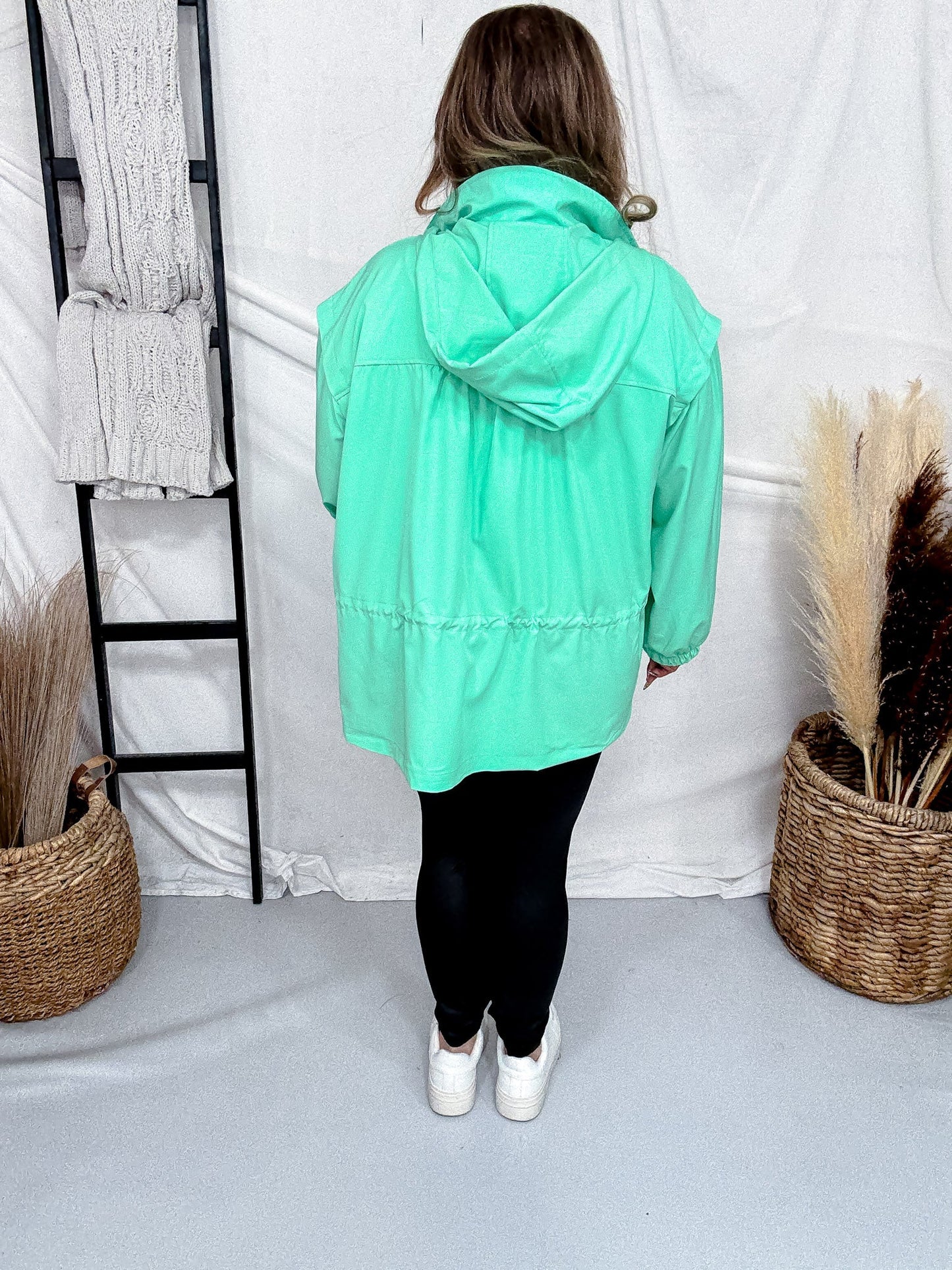 Long Sleeve Lightweight Hooded Zip Up Jacket W/ Chest Pockets - Whiskey Skies - DEAR SCARLETT