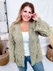 Long Sleeve Olive Green Crochet Open Cardigan - Whiskey Skies - POL CLOTHING INC.