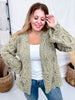 Long Sleeve Olive Green Crochet Open Cardigan - Whiskey Skies - POL CLOTHING INC.