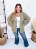 Long Sleeve Olive Green Crochet Open Cardigan - Whiskey Skies - POL CLOTHING INC.