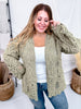 Long Sleeve Olive Green Crochet Open Cardigan - Whiskey Skies - POL CLOTHING INC.