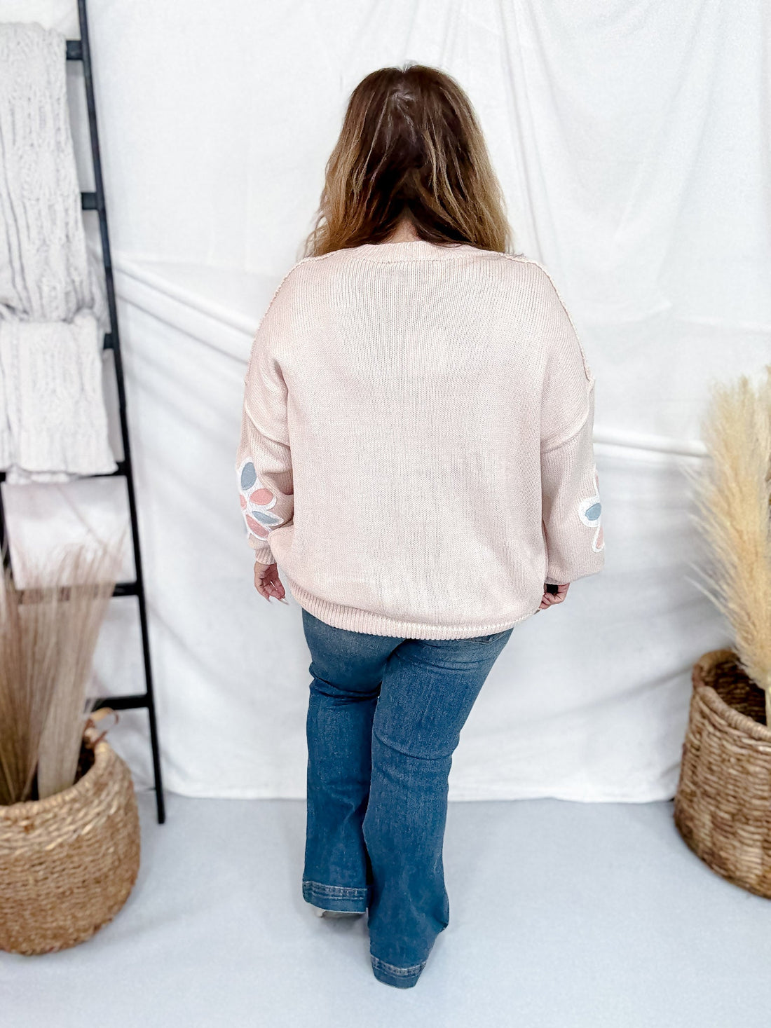 Long Sleeve Patchwork Floral Pullover Sweater - Whiskey Skies - DAVI & DANI