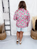 Long Sleeve Pink Multi Color Floral Top W/ Front Zipper - Whiskey Skies - DEAR SCARLETT