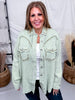 Long Sleeve Pistachio Button Down Top W/ Studding Details - Whiskey Skies - POL CLOTHING INC.