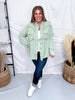 Long Sleeve Pistachio Button Down Top W/ Studding Details - Whiskey Skies - POL CLOTHING INC.
