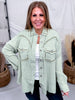 Long Sleeve Pistachio Button Down Top W/ Studding Details - Whiskey Skies - POL CLOTHING INC.