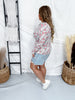 Long Sleeve Rose Print Top With Lace Trim - Whiskey Skies - BIBI