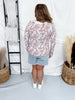 Long Sleeve Rose Print Top With Lace Trim - Whiskey Skies - BIBI