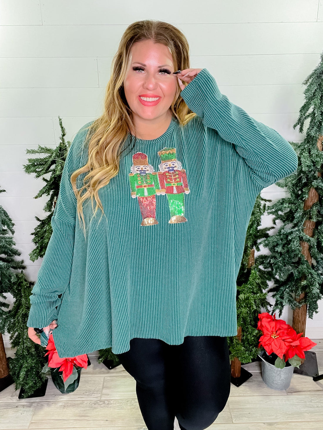 Long Sleeve Sequin Nutcracker Tunic Top - Whiskey Skies - HEIMISH