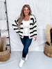 Long Sleeve Striped Chunky Hand Knit Open Cardigan - Whiskey Skies - DAVI & DANI