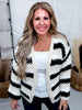 Long Sleeve Striped Chunky Hand Knit Open Cardigan - Whiskey Skies - DAVI & DANI