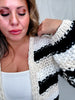Long Sleeve Striped Chunky Hand Knit Open Cardigan - Whiskey Skies - DAVI & DANI