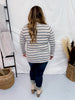 Long Sleeve Striped Knit Top with Thumbholes - Whiskey Skies - WHITE BIRCH