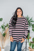 Long Sleeve Striped Ribbed Top - Whiskey Skies - HEIMISH