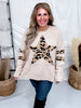 Long Sleeve Sweater With Leopard Print Star & Studded Details - Whiskey Skies - DAVI & DANI