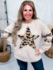 Long Sleeve Sweater With Leopard Print Star & Studded Details - Whiskey Skies - DAVI & DANI