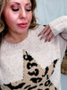 Long Sleeve Sweater With Leopard Print Star & Studded Details - Whiskey Skies - DAVI & DANI