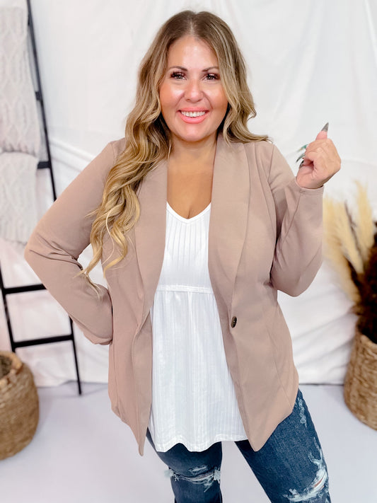 Long Sleeve Taupe Blazer - Whiskey Skies - HEIMISH