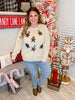 Long Sleeve Top Featuring Sequin Gingerbread Men - Whiskey Skies - WHITE BIRCH