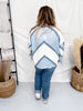 Long Sleeve Top With Chevron Lace Panels & Scalloped Eyelet Details - Whiskey Skies - ODDI