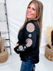 Long Sleeve Western Inspired Concho Cutout Sleeve Top - Whiskey Skies - 2 FLY CO.