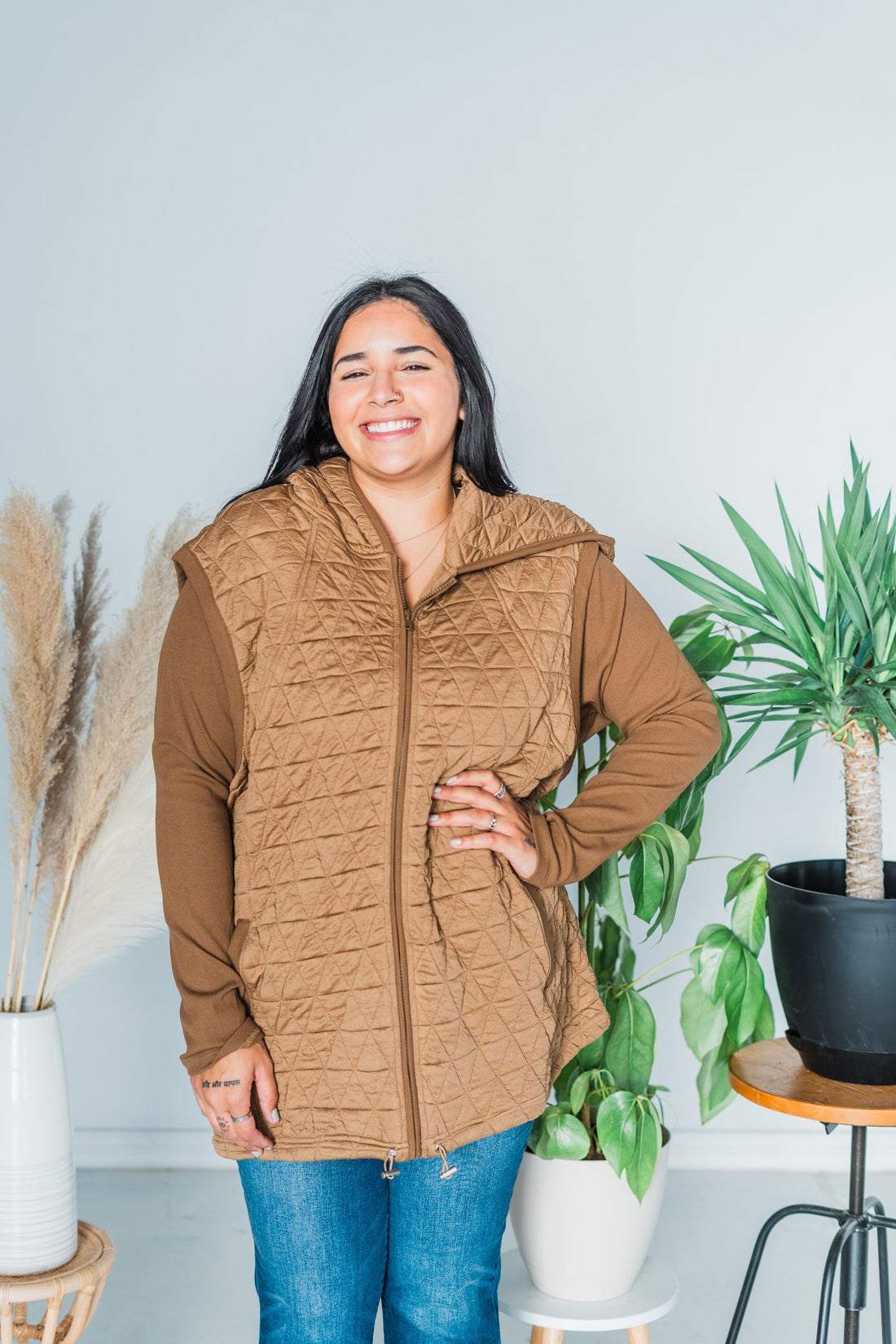 Long Sleeve Zip Front Pocket Jacket - Whiskey Skies - DAVI & DANI