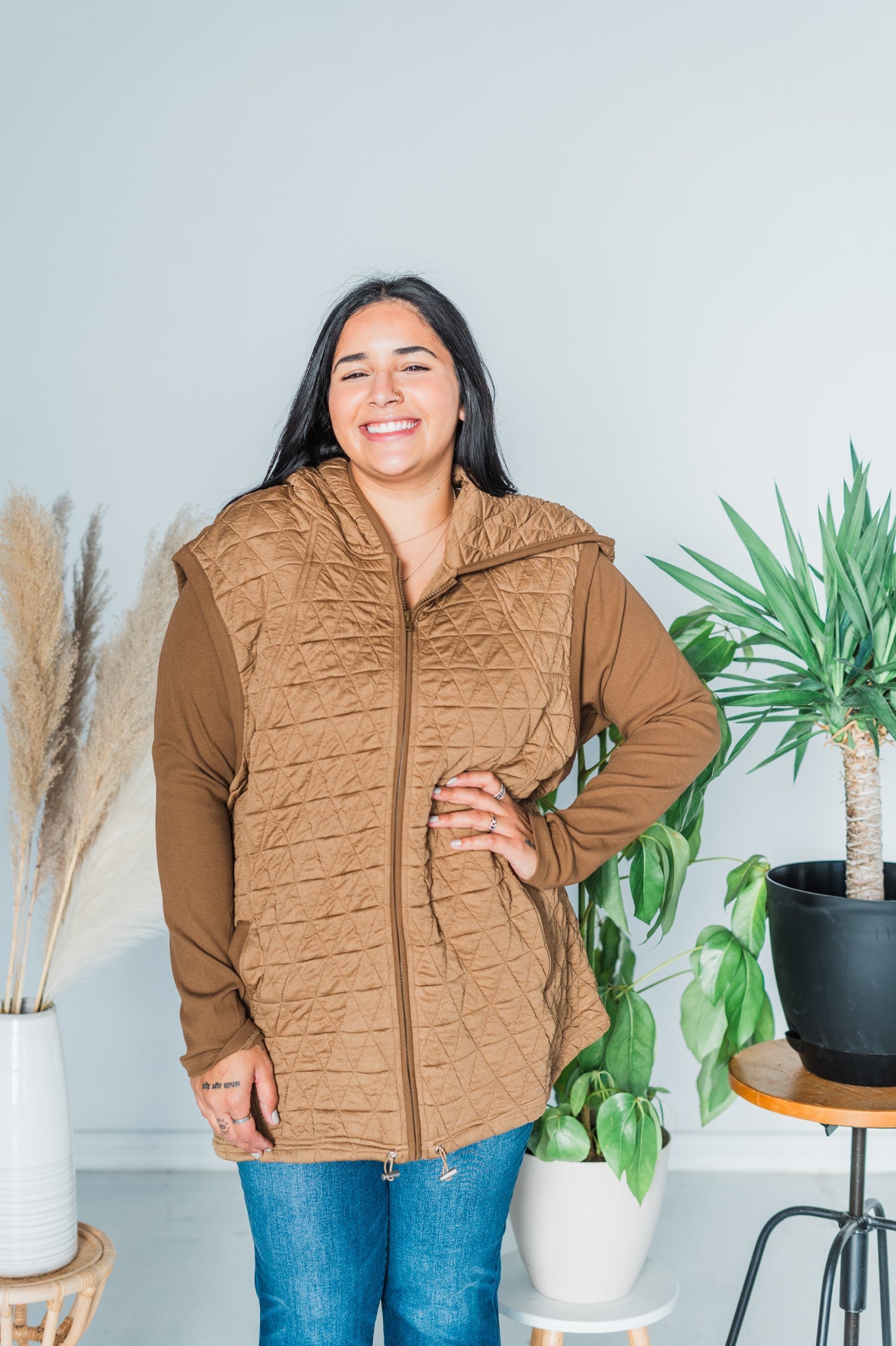 Long Sleeve Zip Front Pocket Jacket - Whiskey Skies - DAVI & DANI