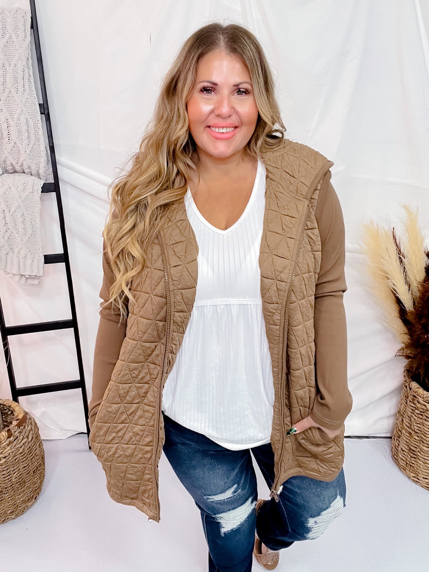 Long Sleeve Zip Front Pocket Jacket - Whiskey Skies - DAVI & DANI