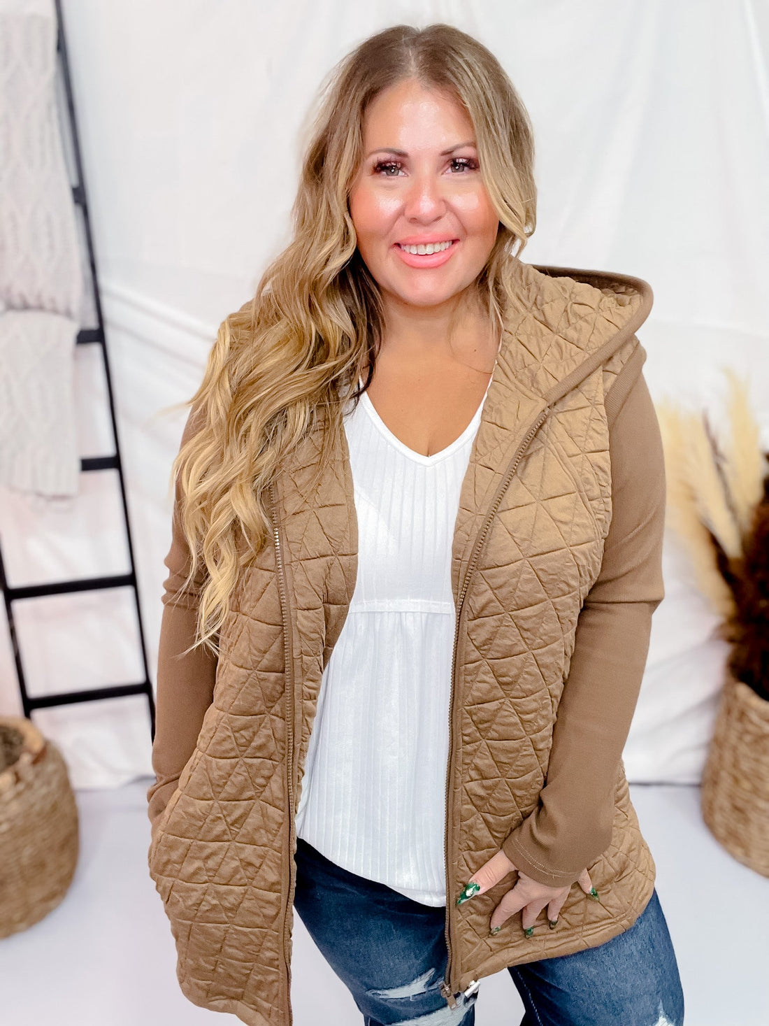 Long Sleeve Zip Front Pocket Jacket - Whiskey Skies - DAVI & DANI