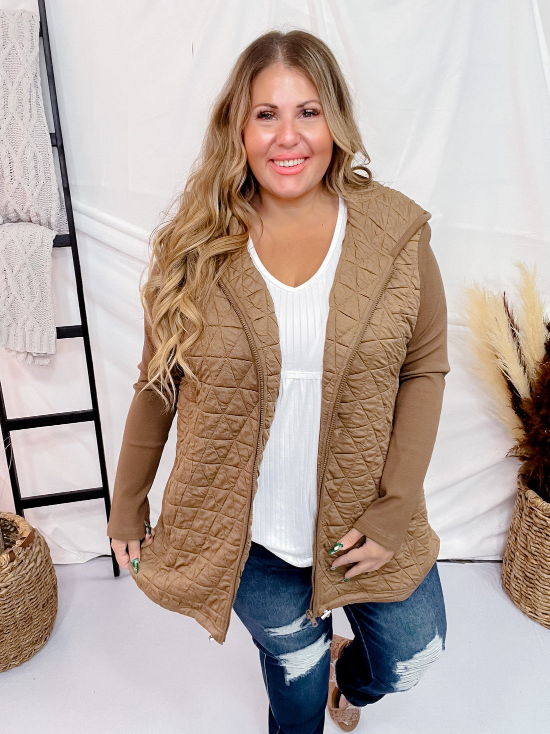 Long Sleeve Zip Front Pocket Jacket - Whiskey Skies - DAVI & DANI