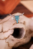 Longhorn Steer Stretch Ring with Blue Stones - Whiskey Skies - BOHO RANCH SHOP